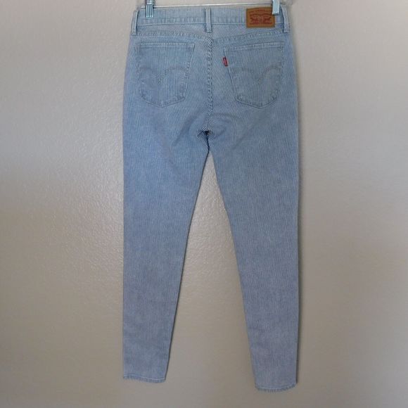 Levi's 710 Jeans Size 27 Super Skinny White Blue Stripe Stretch Pants 5 Pocket - Picture 4 of 10
